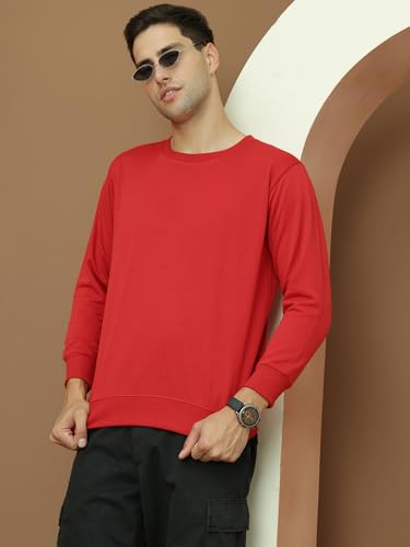 Image of Mack Jonney Fleece Regular Fit Solid Round Neck Sweatshirt for Men-MACK639877