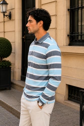 Image of SANE ORIGINALS Men's Full Sleeve Polo T-Shirt with Pocket, Premium Cotton Blend Collar Neck Tee