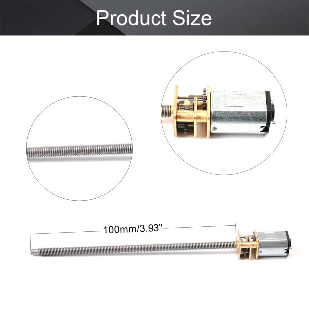 Fielect DC 12V 100RPM N20 Speed Reduction Gear Motor with M4x100mm Lead Screw Thread Shaft for DIY Electric Toys Small Cars Robots Model 1Pc