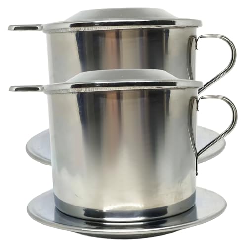 Hbbgdiy Gotero de café vietnamita, 2 Unidades, Filtro de café de Acero Inoxidable 8Q con Mango, máquina portátil de una Sola porción para Viajes, casa, Camping, elaboración de Cerveza