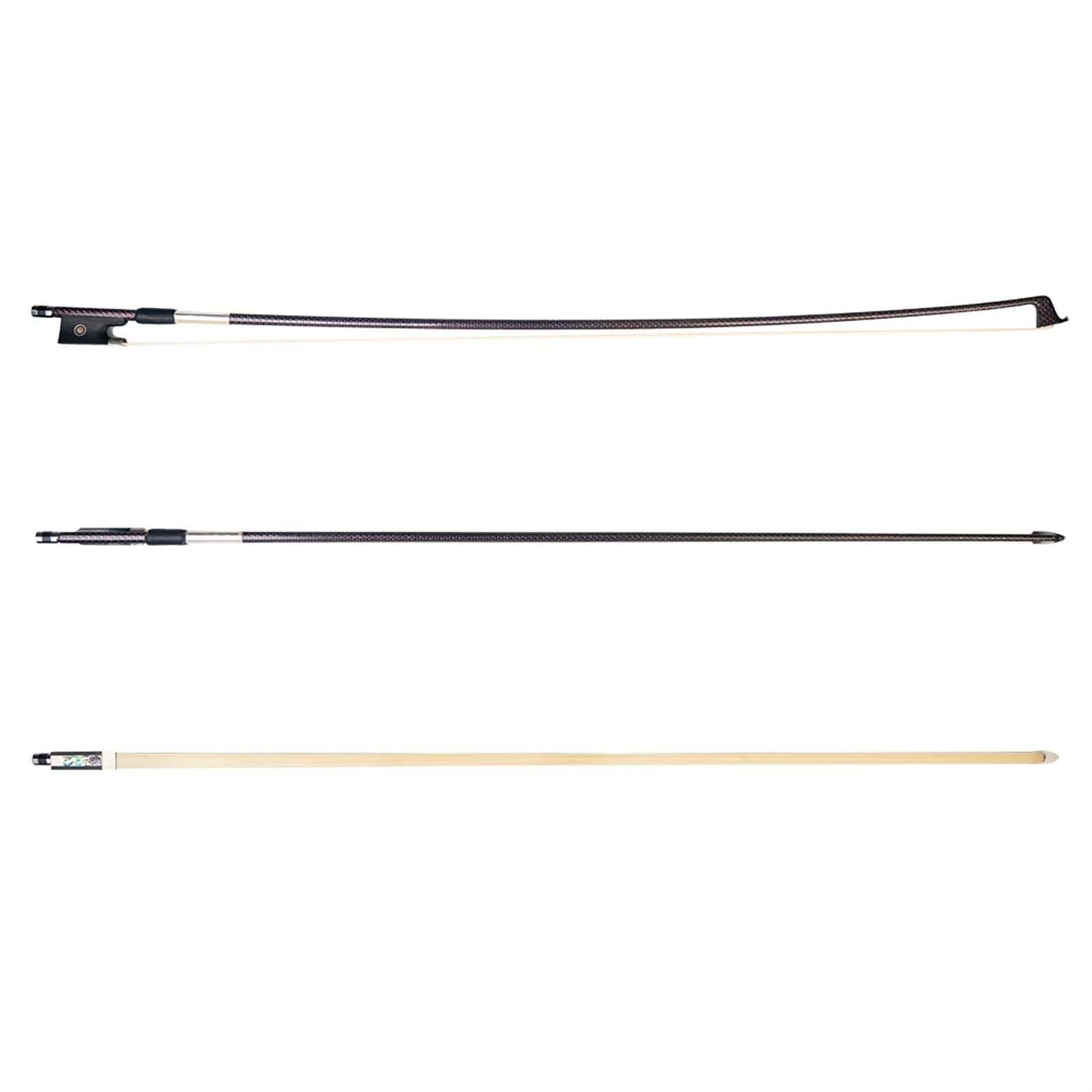 tamaño completo violín Arcos Arco De Violín Arco De Fibra De Carbono Rana De Ébano Trenzado De Seda Roja Gran Equilibrio Para Violinistas Eléctricos Acústicos Arco violín