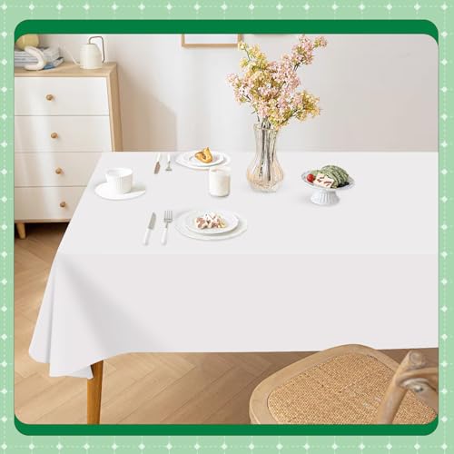 Image of White 14 Pack 54 x 108 Inch Plastic Tablecloths, Disposable Rectangle Tablecloth, Party Table Cover Plastic Table Cloth