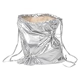 Abaodam Nylon Rucksack mit Kordelzug Großer Sportbeutel in Silber Leichter Turnbeutel mit Schultergurten Geräumiger Freizeitrucksack für Damen und Herren
