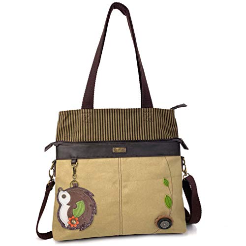 Chala Large Canvas Cloth Tote Bag with Leather Playful Animal Characters