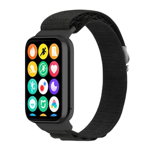 Lonkenn Nylon Correa Compatible con Xiaomi Redmi Watch 5/Redmi Watch 4/Smart Band 9 Pro/Smart Band 8 Pro, Correa Relojde Nylon, Ajustables Correas de Repuesto Deportiva - Negro