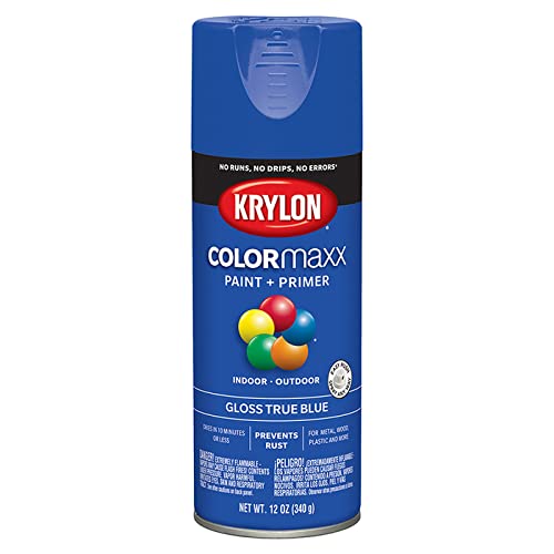 6-Pack of 12 oz Krylon K05543007 True Blue COLORmaxx Paint & Primer Spray Paint, Gloss