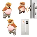 ZMaglorian 3D-Aufkleber Shiba Inu Hundebauch, lustiger Türstopper mit weichem Silikonkissen, Aufprallschutz für Türen und Telefone, grau