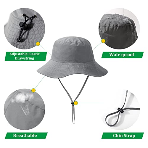 Waterproof Bucket Rain Hat For Men Women Wide Brim Sun Protection Packable Boonie Hat Outdoor Beach Safari Fishing Hat Grey #TOP4