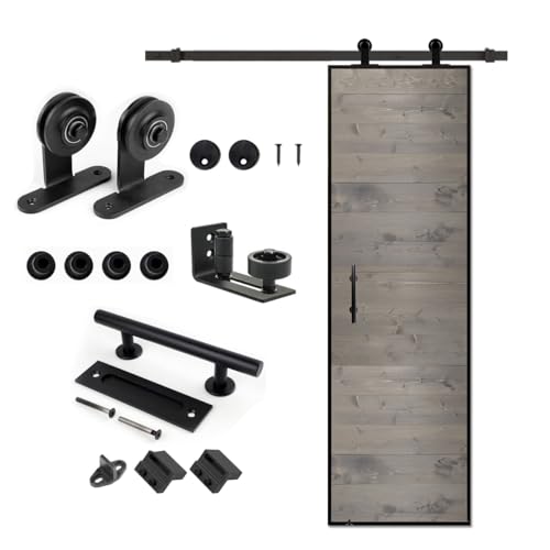 S&Z tophand® 20 in. x 84 Elephant Gray Barn Door with 5FT Sliding Hardware Kit, - 42in Stainless Steel Frame Modern Style Door/Sliding Door/Simple Assembly is Required