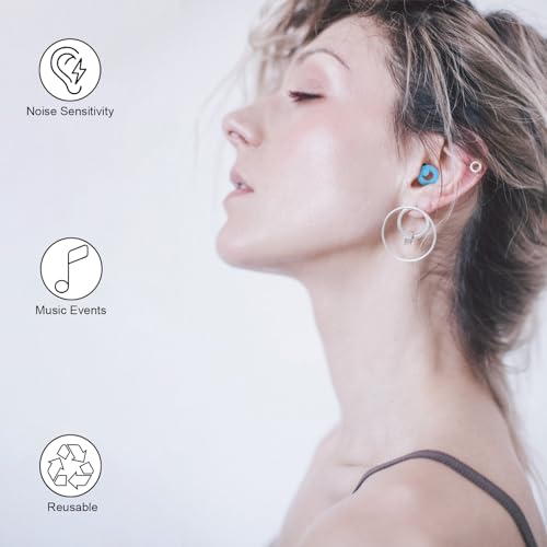 Image of Jayine Ear Plugs for Noise Cancelling Ear Protection EarPlugs for Sleep,Concerts,Work,Study,8 Size Eartips with Small Box,Perfect -30dB Silicone Earplugs for Noise Reduction - Blue