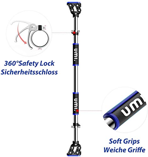 Feierdun Pull Up Bar For Doorway, Chin Up Bar Upper Body Workout For Strength Training, No Screws&Safe Locking Mechanism For Home Gym Exercise Fitness With Adjustable Width Max Load 440 Lbs (Blue, L28.3~36.2") #TOP5