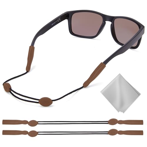 Image of Buyisgle Eye Glasses Holder Strap - Adjustable Sunglasses Straps Cords for Men Women - Eyeglass Holders Around Neck - Eyewear String Lanyard Retainer -2PCS(14in Brown