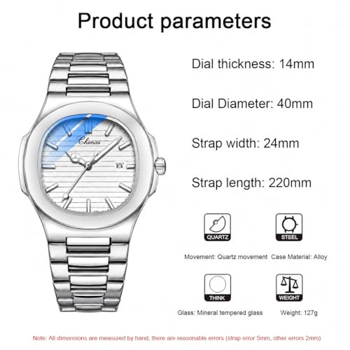 Image of Gosasa Fashion Men's Watches Date Business Watch Stainless Steel Luxury Style Luminous Quartz Waterproof Analog Display Male Wristwatch