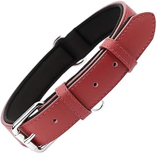 Grand Line Leather Dog Collar, Wider and Thicker Durable Dog Collar with Soft Padded, Adjustable Pet Dog Collar for Small Medium Large Cat Puppy (Brown, S)