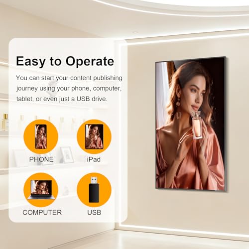 Image of 49 inch 4K Digital Signage, 1000nits Ultra-High Wall Mount Digital Signage, Slim Frameless Advertising Display, Commerical Display LCD Monitor with CMS /U-Disk Plug&Play, Split Screen for Cafe