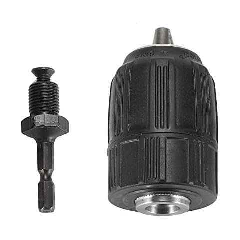 KuangBBBTools Keyless 1/2" Drill Chuck Chuck Coversion with 1/2-20 UNF Mount 1/4" Hex Shank Lock Key for impact Driver or Power Drill Cover
