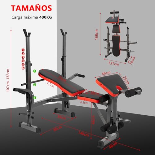 EIGFOH Banco De Musculación Multifuncional,Ejercicio En Casa Abdominales En Casa,Entrenamiento Completo Banco Musculación Plegable,Fitness En Casa,Máx 150Kg - imagen 2