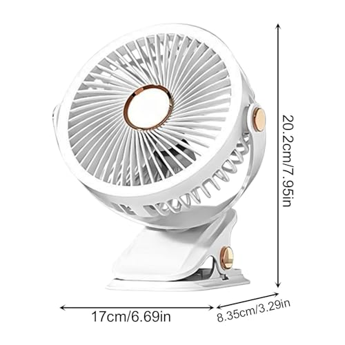 Ventilador de mesa y pinza Generisch recargable USB-C con lámpara 6