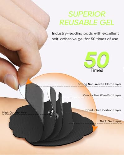 Image of 20 Pack TENS Unit Electrode Pads with Wire Cable Combination Set. Reusable Premium Hydrogel Self-Adhesive TENS Unit Replacement Pads, Compatible with Belifu, AVCOO, NURSAL, TENS 7000, AUVON, Neocarbon