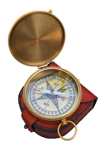 Brújula Náutica de Latón Premium NauticalMart, tamaño compacto 3 x 3 in, portátil miniatura 2