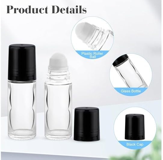1/3oz plain roll on glass bottles with roller and black caps- 144 PACK; Essential Oils Roll On Bottle; Perfume Roller Bottles; Refillable Clear Glass; Deodorant Bottles