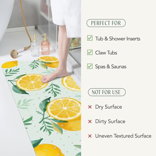 SHUCHING Badewannenmatte rutschfest, 100 X 40 cm Lang Antirutschmatte Badewanne, Badematte Duschmatte rutschfest für Badezimmer Maschinenwaschbar, Zitrone