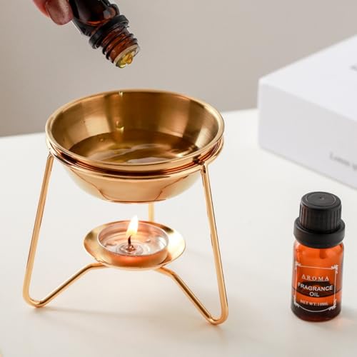Calentador metálico para cera con soporte trípode dorado miniatura 2