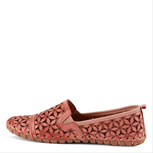 Image of Spring Step Flowerflow Shoes for Women - Leather Womens Loafer with Floral Laser Cutout - Comfortale Slip-On Shoes for Womens