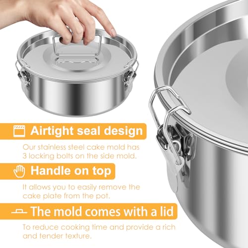 Abizarch 7.5 Inch Stainless Steel Flan Pan with Lid,1.5QT Round Flan Molds with Spoon Flan Maker with Handle,Rustproof Flanera Molds Multifunctional Flan Maker Molds for Cake Baking by Abizarch - Image 6
