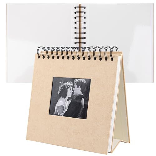 Framendino, Álbum de fotos autoadhesivo, álbum de recortes, calendario de escritorio para viajes, bodas (beige)