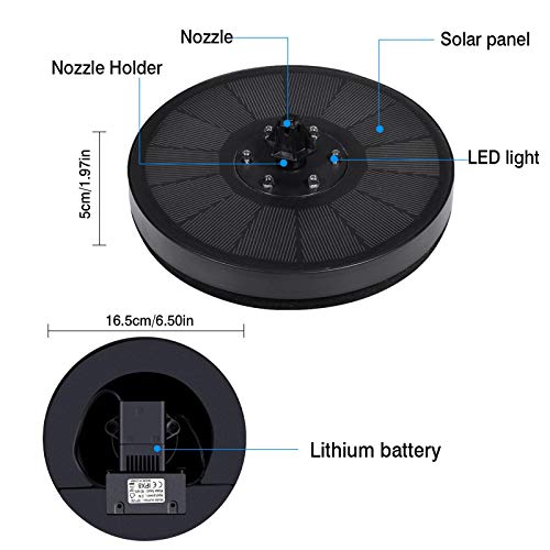 S/V Fontein op zonne-energie, vijverpomp, outdoor, drijvende fonteinpomp, waterpomp met kleurled-tuinfontein met 3 W zonnepaneel voor tuin, vogelbad, visbak - Image 8