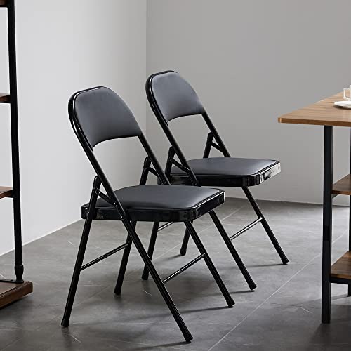 Karl Home 4 Pack Black Folding Chairs With Padded Seats For Outdoor & Indoor thumb #1