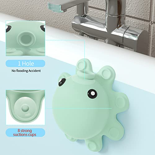 Image of Bathtub Overflow Drain Cover Tub - Silicone Bathroom Overflow Drain Cover, Bath Tub Overflow Cover, Bathroom Spa Accessories, Adds Inches of Water for Deeper&Warmer Bath，Aqua Green