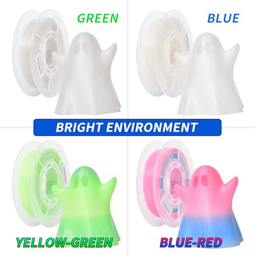 Image of RAMBERY Glow in The Dark 3D Printer Filament Bundle Multicolour Blue Red Yellow Green PLA Filament 1.75mm Luminous 3D Printing Filament, 1.75mm 200gX 4 Spools (1.76 lbs)