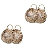 Cabilock Pot De Fleur Muraux Pot De Fleur 4 Pcs Panier De RS en Rotin à Suspendre Au Mur ...