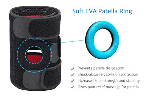 Beechamp Adjustable Neoprene Knee Support Kneecap Compression Sleeve Open Patella Brace, For 15"-21" Knee, Size L, Black #TOP3