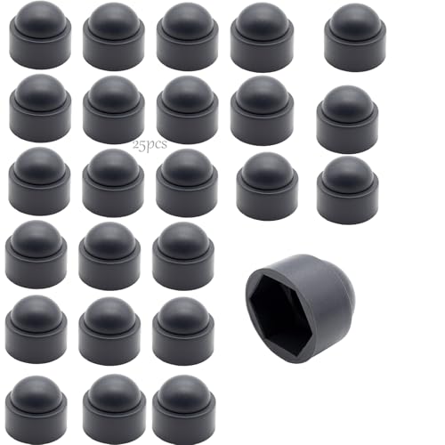 25 Stück Sechskant Schutzkappen M10, Schlüsselweite 17, Abdeckkappen für Schrauben, Kappe Mutter, Schutzkappe Schraube,Schwarz,Muttern Abdeckkappen Sechskantschrauben Schraubenkappe Abdeckung Endkappe