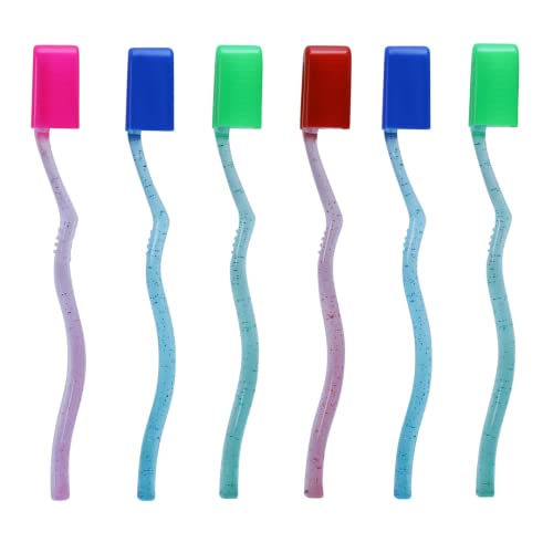 Image of MAXI System Hard Toothbrush for Adults | Deep Plaque & Stain Removal | Anti-Bacterial Travel Cap | Manual Big Head Hard Bristles Tooth Brush | Multicolor Pack of 6