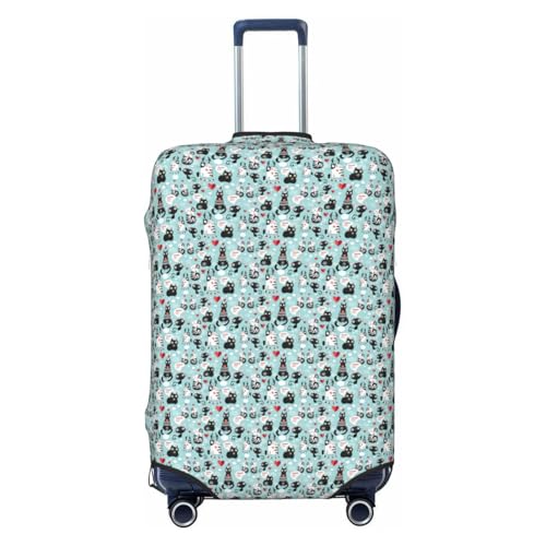 Housse de valise élastique chat noir et blanc contre la saleté pour bagage XL et cabine