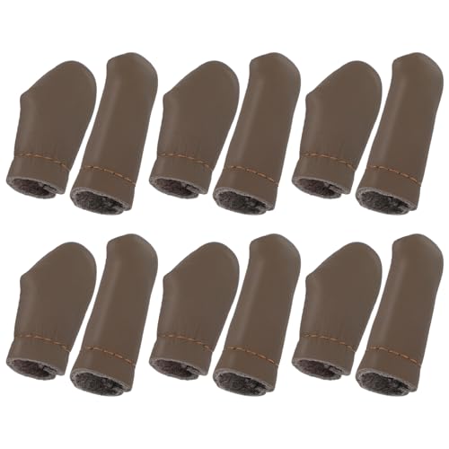 HJZHII 12 protectores de dedos de fieltro de aguja, protectores de dedos de ganchillo, protectores de dedos de cuero, resistentes a los cortes, protectores de cunas para manualidades y costura