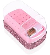 2 in 1 Nail Drill Bits Holder: 30 Holes Nail Bits Organizer Case with Cleaner Brush, Dustproof Ef...