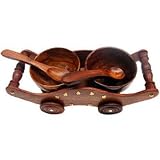  Royal Handicrafts Handcrafted Wooden Bowl Serving Trolley(Set of 2 Bowls)