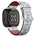 CJBROES Replacement Leather Watch Band, Compatible with Fitbit Versa 3 and Fitbit Sense of Wristband Bracelet Accessory - Little Bunny