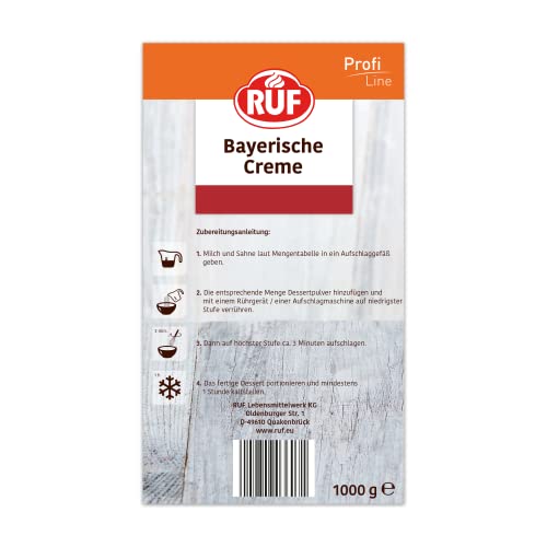 RUF Bayerische Creme ohne Kochen, luftige Sahnecreme mit feinem Vanillearoma, pur oder als Schichtdessert, einfach portionierbar, Großpackung, 1x1000g