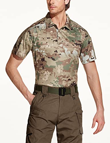 Cqr Men's Polo Shirt, Long And Short Sleeve Tactical Shirts, Dry Fit Lightweight Golf Shirts, Outdoor Upf 50+ Pique Shirt, Frost Pro Utility Camo, Small #TOP3