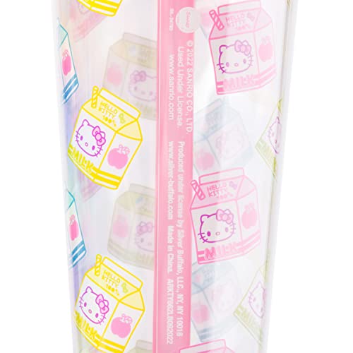 Image of Silver Buffalo Sanrio Hello Kitty Milk Carton, Plastic Boba Tumbler, 24oz | Pattern, Includes Lid and Wide Straw, 0.71 Liters