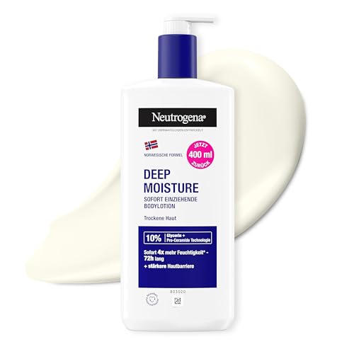 Neutrogena Norwegische Formel Deep Moisture sofort einziehende Bodylotion (400 ml) für mehr Feuchtigkeit bei trockener Haut, 400ml