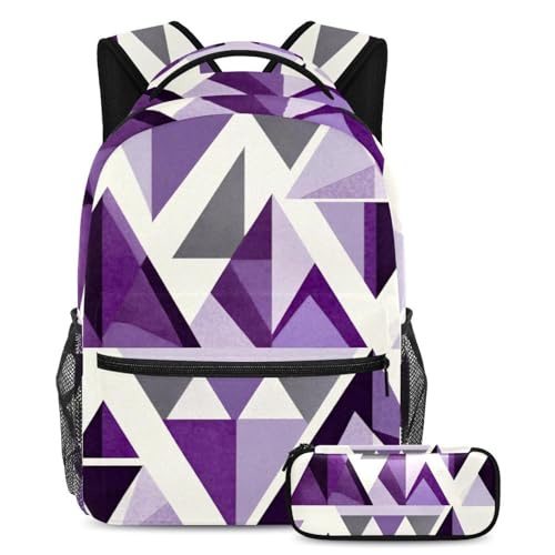 Sac à dos ergonomique violet et sa trousse pour éviter les affaires abîmées