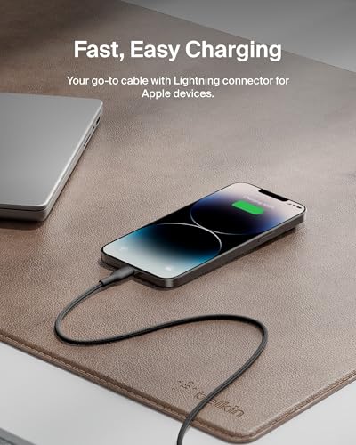 Image of Belkin Apple Certified Nylon Braided USB C to Lightning Cable 2 Meter - MFi Certified 18W iPhone Charger Cord - Apple Charger Cable - Fast Charging for iPhone 14, 13, iPad, Airpods - Black