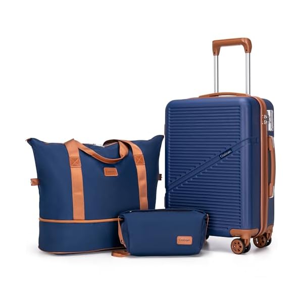 Carry On Luggage Set 22x14x9 Airline Approved, 3 Piece 20 Inch Lightweight ABS Hardside Suitcases with Wheels and TSA Lock, Durable Waterproof Travel Suitcase for Men Women